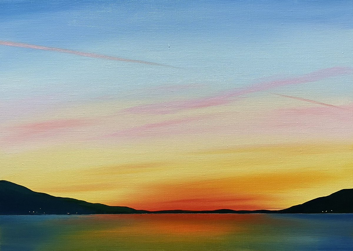 混ざり合う色の空を描きましたᝰ✍︎꙳⋆
 #油絵  #アート  #風景画