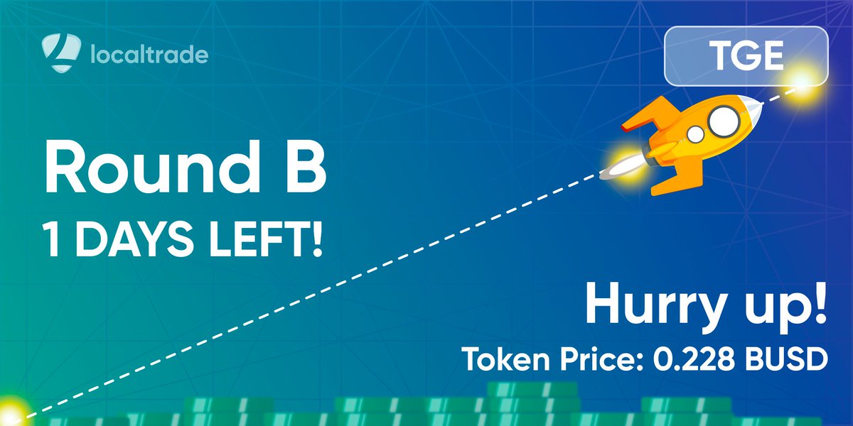 Guys, you've been waiting for this for a long time 💚
And we are happy to say that the Token Sale ends tomorrow – January 20, 2022🚀

Read full information on Telegram 👉 t.me/localtradecc/1…

#LocalTrade #LocalTradeExchange #LTToken