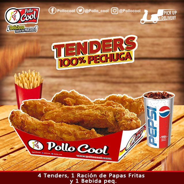 Te provoca algo rico? Ven a probar nuestros #Tenders!! Delicioso pechuga de pollo empanizada con el más suculento sabor y lo crujiente .Acompañado con las mas ricas salsas y una refrescante bebida. Nuestro sabor es único así que te esperamos.