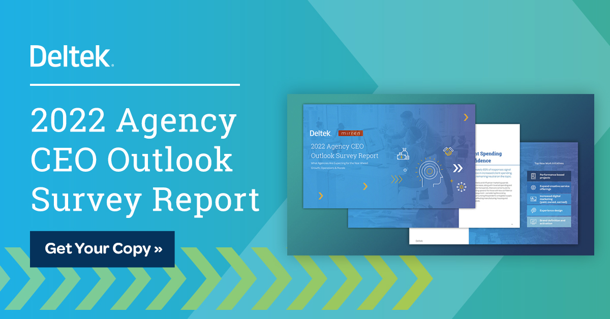 Deltek4Agencies's tweet photo. What are agencies predicting for the year ahead? See what C-Suite execs, from a variety of creative agencies worldwide, expect in 2022 in terms of growth, talent and operations. #agencylife #CEO #agencymanagement https://t.co/LGlik4L5GP https://t.co/O6L7C6N48m