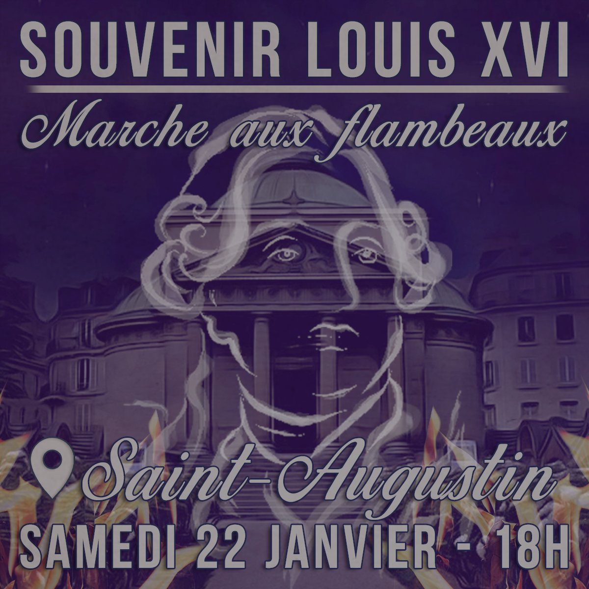 ❗Changement de lieu ❗

➡️La marche du souvenir Louis XVI aura lieu à Saint-Augustin à Paris, ce samedi à 18h. 

⚜️Invitez votre famille famille et vos amis pour venir honorer le Roi martyr.

#Paris #LouisXVI #Hommage #Samedi22