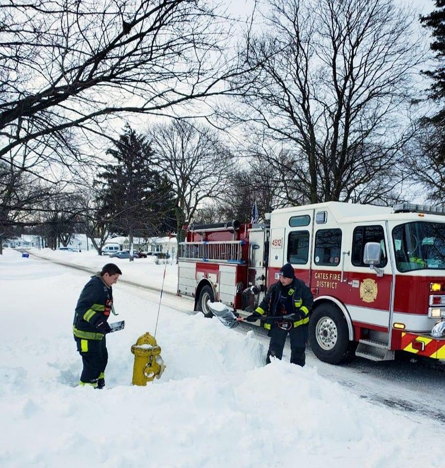 GatesfdPio's tweet photo. Your Gates firefighters have been clearing the way to fire hydrants in between calls.  To our delight, we have found that town residents have already shoveled many of them out!  Please keep up the good work and give us a wave when you see us! https://t.co/jdbtZjlOaE