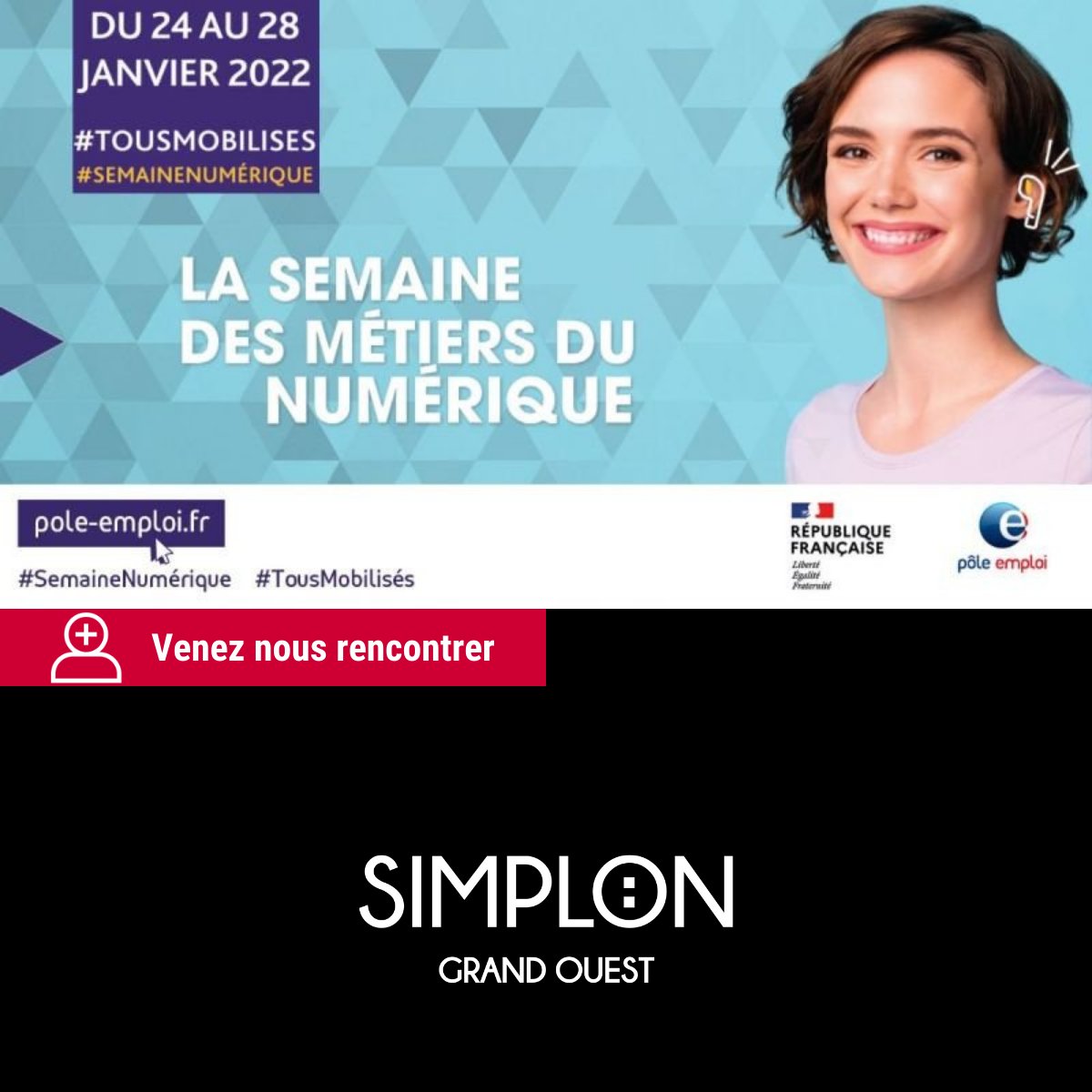 🚀Du 24 au 28 janvier 2022, Pôle emploi organise la quatrième édition de la Semaine des métiers du numérique ⚡️

📅 Evénements sur inscription: ow.ly/EB6K50Hy1jY 👩‍🏫

#avenir #emploi #numériques #digital #ia