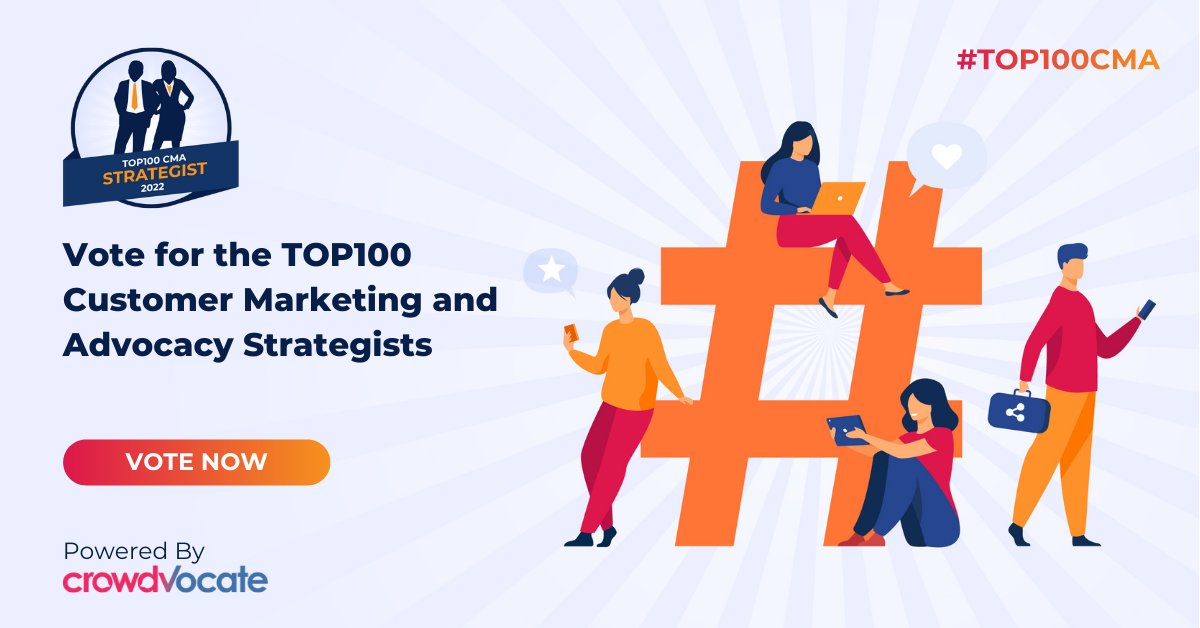 We’re excited to announce that voting opens today for the first ever #TOP100CMA list! You’ve nominated your peers & now it’s time to make your vote count.

Check out the list here & vote today >​hubs.la/Q012rRf-0
 
#CustomerAdvocacy #CustomerMarketing #CustomerLedGrowth