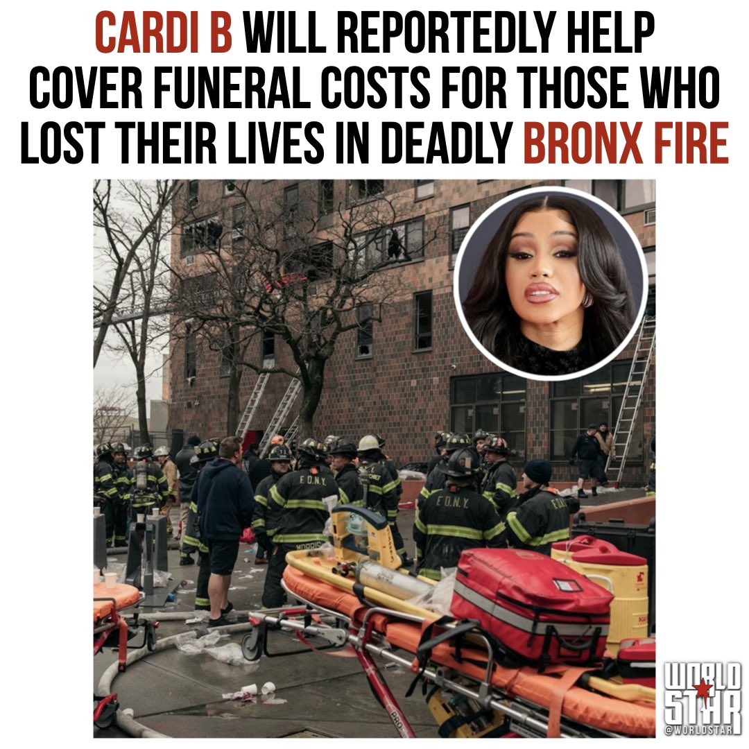 WORLDSTAR's tweet photo. Cardi B is reportedly coming to the aid of families who were victims of the devastating fire earlier this month in The Bronx… read more,  click link!… https://t.co/RGufNSSyDS https://t.co/ZrHvif1x8M
