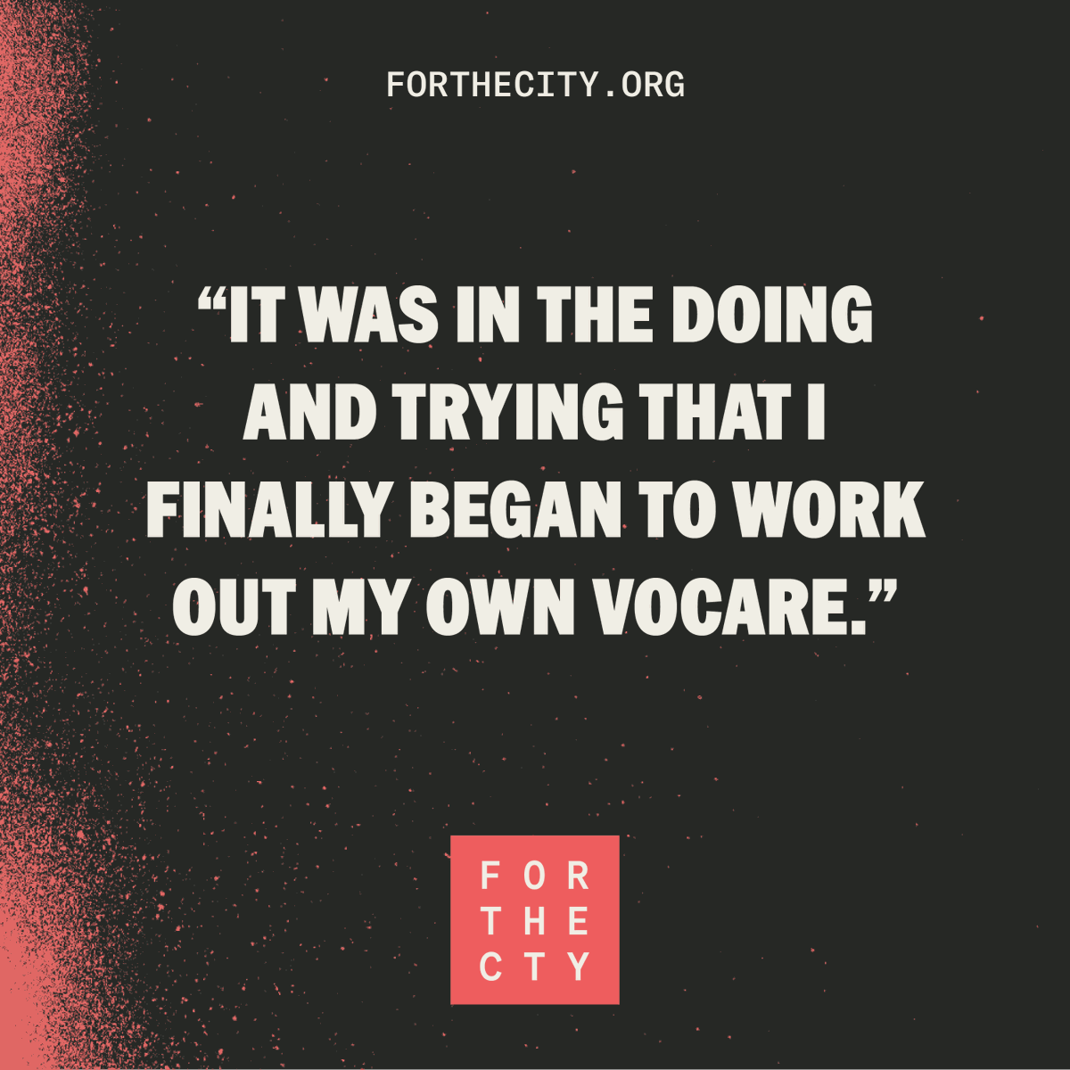 You can hear Dru and Jay's full conversation on work, calling, and the 4 fundamental relationships for human flourishing now! anchor.fm/forthecity