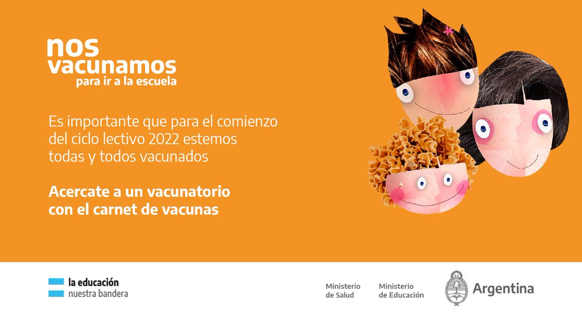 jaimeperczyk's tweet photo. Queremos iniciar el ciclo lectivo 2022 con la mayor cantidad de chicas y chicos con la vacunación completa. Estas semanas van a ser fundamentales para lograr una presencialidad plena y segura y en eso vamos a trabajar junto con las 24 jurisdicciones

#NosVacunamosParaIrAlaEscuela https://t.co/z0WR0c2Fhq