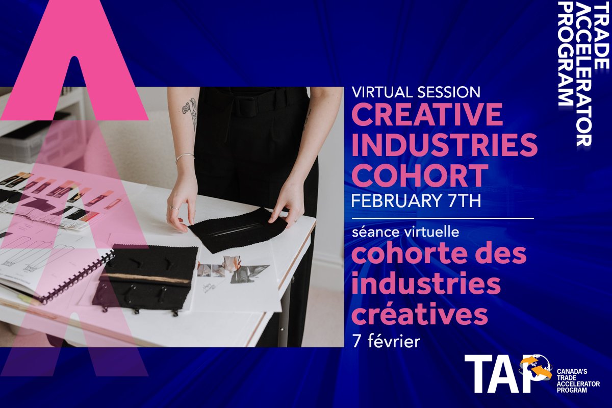 CdnHeritage's tweet photo. Do you run a small/medium sized business looking to export abroad? The Trade Accelerator Program can help! Tailored creative industries cohorts of the Program are being offered virtually this month in Toronto. Apply now! https://t.co/UMumCEGWZp 
#tapcanada https://t.co/nREZwOUqVV