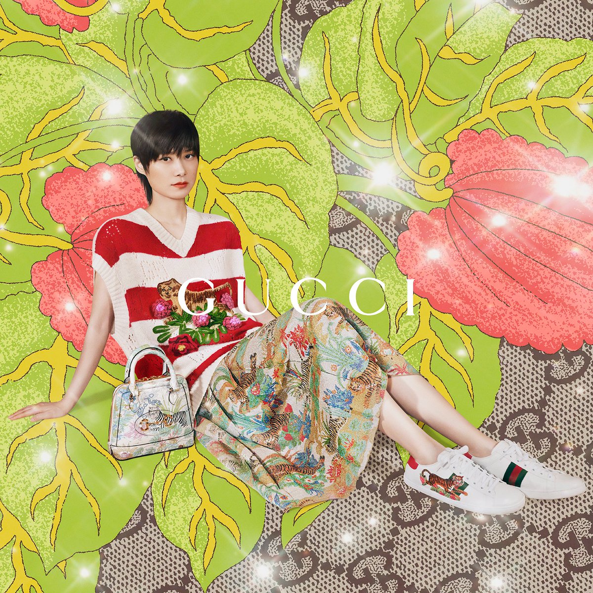 gucci's tweet photo. Global Brand Ambassador #ChrisLee appears in a series of images celebrating the Year of the Tiger with #GucciTiger ready-to-wear and accessories featuring prints, patches and embroideries of tiger motifs. Discover more https://t.co/TTTAsWD08L https://t.co/0ke0VhQaMT