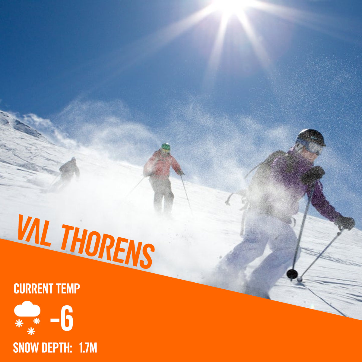 easyJet's tweet photo. Daily weather update, today we're in Val Thorens ๐ซ๐ท Where else would you like to see? #easyJetSkiWeek โท https://t.co/ntlocuLQBw