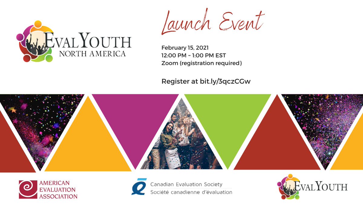 Hey Twitterverse! EvalYouth North America is FINALLY launching our chapter with a zoom party that you won't want to miss! Come learn how to join the <a href="/Eval_Youth/">EvalYouth Global Network</a> community! Feb 15!

bit.ly/3qczCGw

#Evaluation #YEEs 
<a href="/veroviews/">Veronica Olazabal (she, her, hers)</a> <a href="/CES_SCE/">CES-SCÉ</a> <a href="/aeaweb/">Evaluation Headlines</a> <a href="/AEAamp/">American Eval Assn</a>