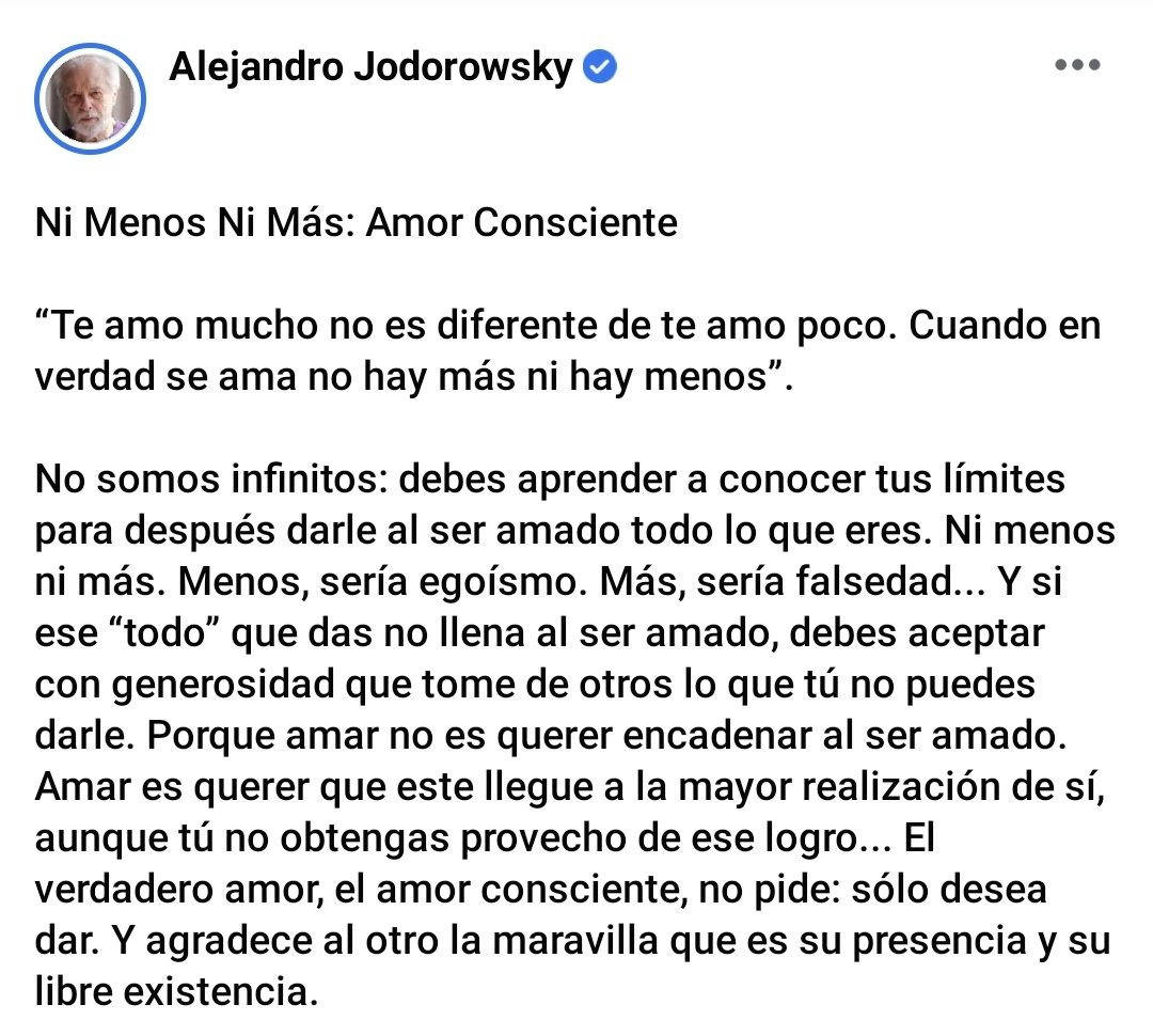 alejodorowsky's tweet photo. Ni menos ni más: amor consciente https://t.co/UYnVmUPUW6