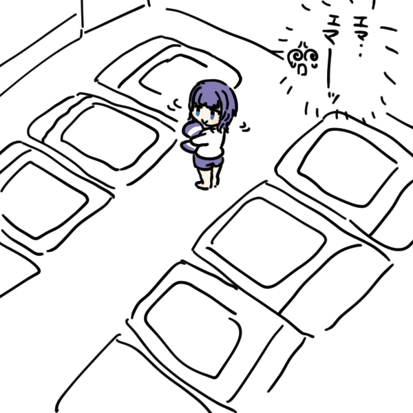 自分の布団にたどり着けない朝香・・   寝ます 