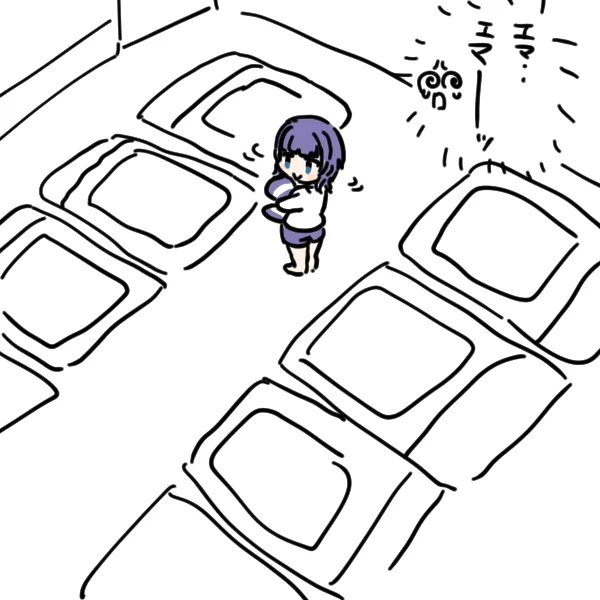 自分の布団にたどり着けない朝香・・   寝ます 