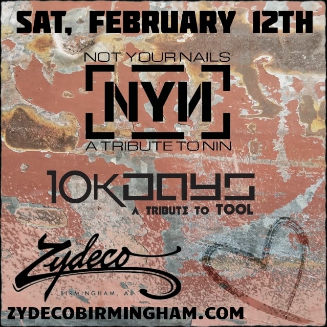 NotYourNails's tweet photo. We're less than a month away from our debut at @Zydecobham! We're very excited to be sharing the bill with #10kdays a tool tribute! It's going to be a fun night of angry music. See y'all there, Birmingham! https://t.co/sxHngT363W