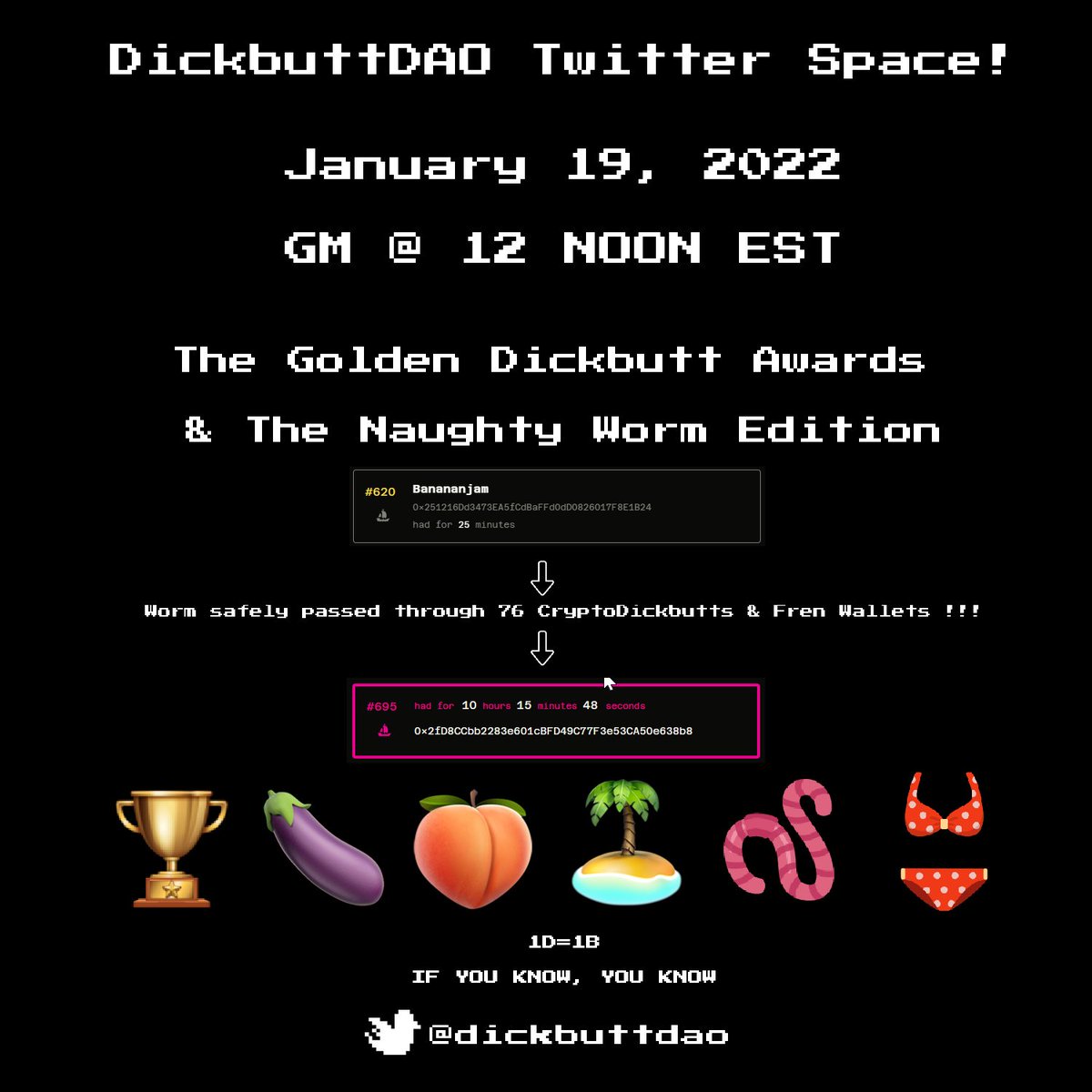 It's all happening in 69 minutes!! 👀🤯🚀

x.com/dickbuttdao/st…