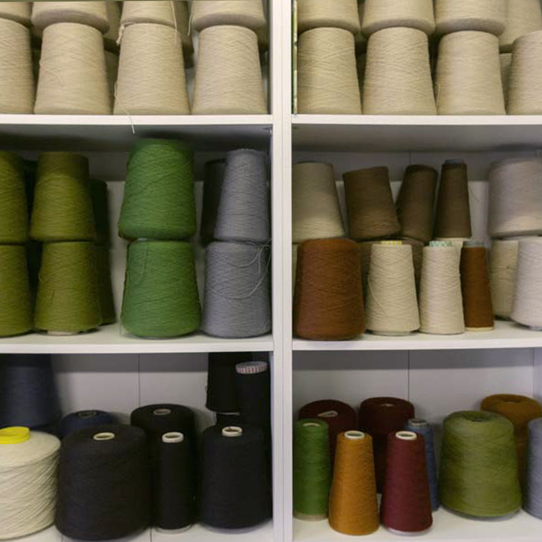 RomneyTweed's tweet image. A wintery, warming and classic palette of Romney Tweed yarns sitting pretty on the shelves. Our 2/16s worsted spun yarns are available to buy on 100g cones on our website - romneytweed.co.uk/product/yarn-1…