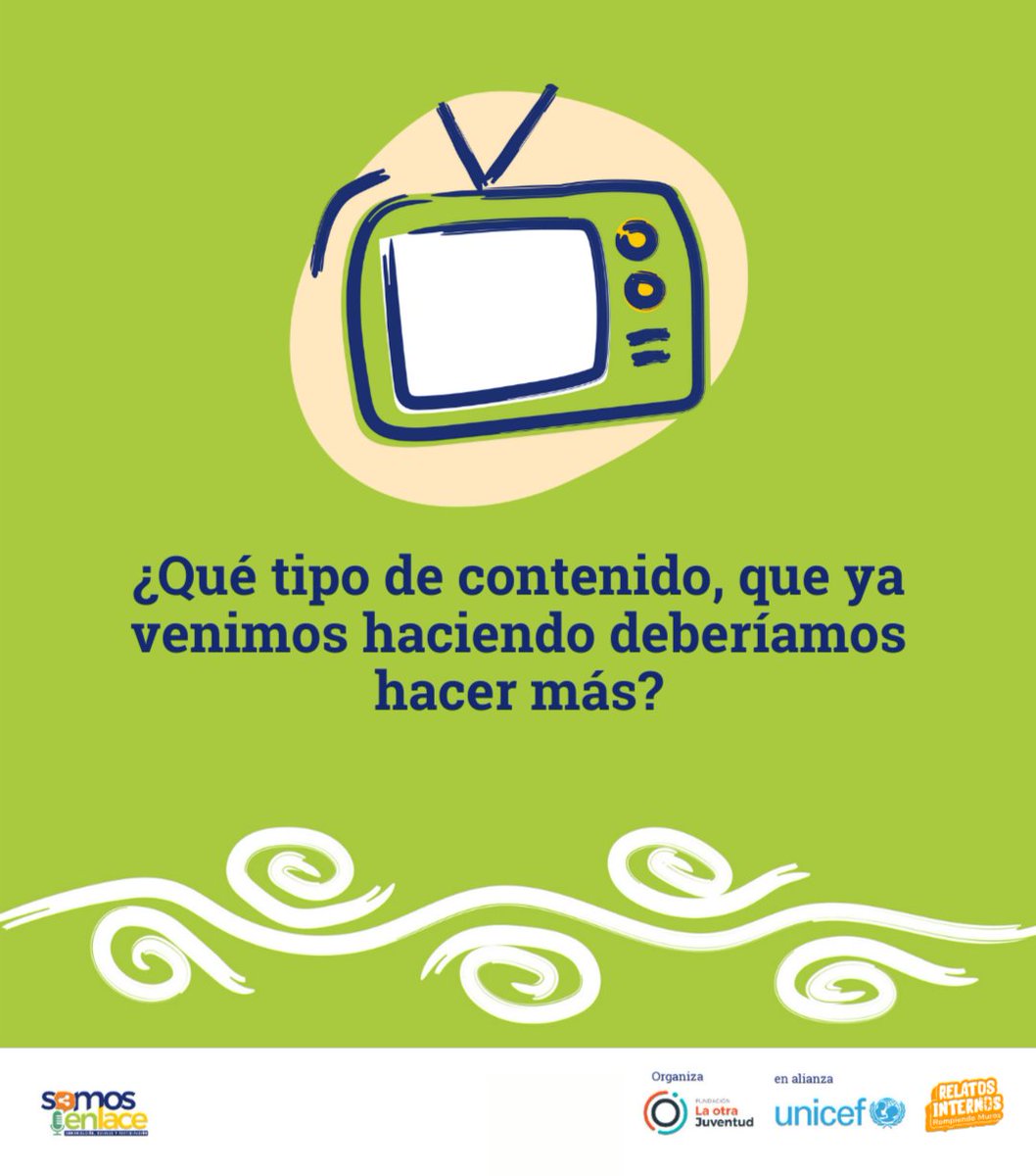 relatosinterno1's tweet photo. *¿Que tipo de contenido, que ya venimos haciendo deberíamos hacer más?* 🎬📻🎞️🎙️🎧

Para #SomosEnlace y Relatos Internos es muy importante escucharte. Déjanos tus comentarios. #ReDeIdeas

#SomosEnlace #UnaIdeaPara la #ReDeIdeas

Organiza: @LaOtraJuventud
Alianza: @UNICEFColombia https://t.co/MB8kh4kQjb