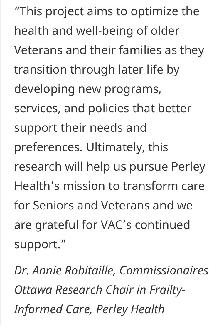 Thank you @VeteransENG_CA & @L_MacAulay Veteran and Family Well-Being Fund for this generous research funding support. Congratulations team at @PerleyHealth! #PerleyHealthUnited #SeeMeCare