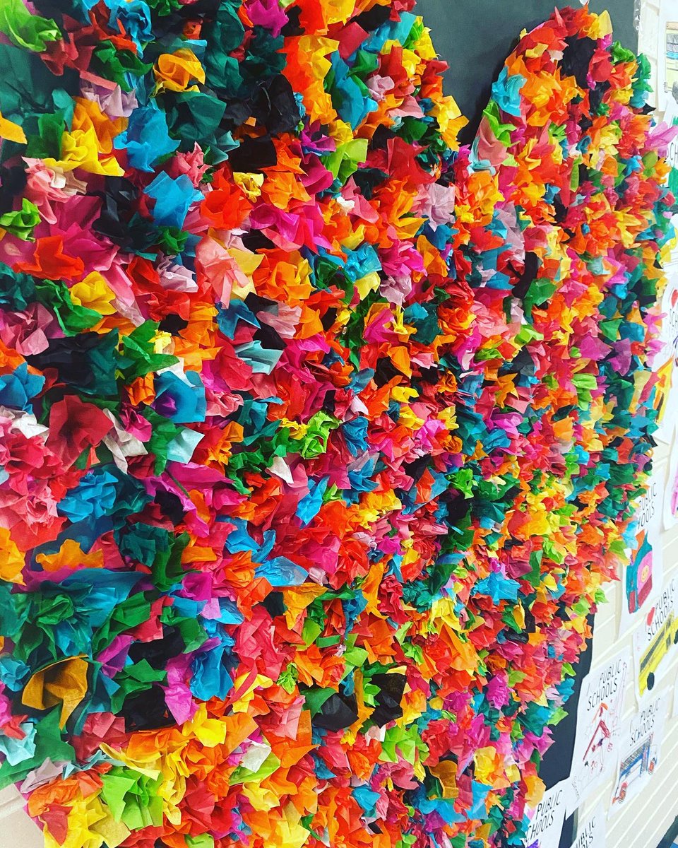 SuziJoyCampBell's tweet photo. I ❤️ public schools day is today and over the past week my k-12 art students worked together to complete this large tissue paper heart to hang in the hallway.  #ilovepublicshools #callawaypublicschools #arteducation @NElovesPS @CPSTogether https://t.co/uFQ8q6Ovr0