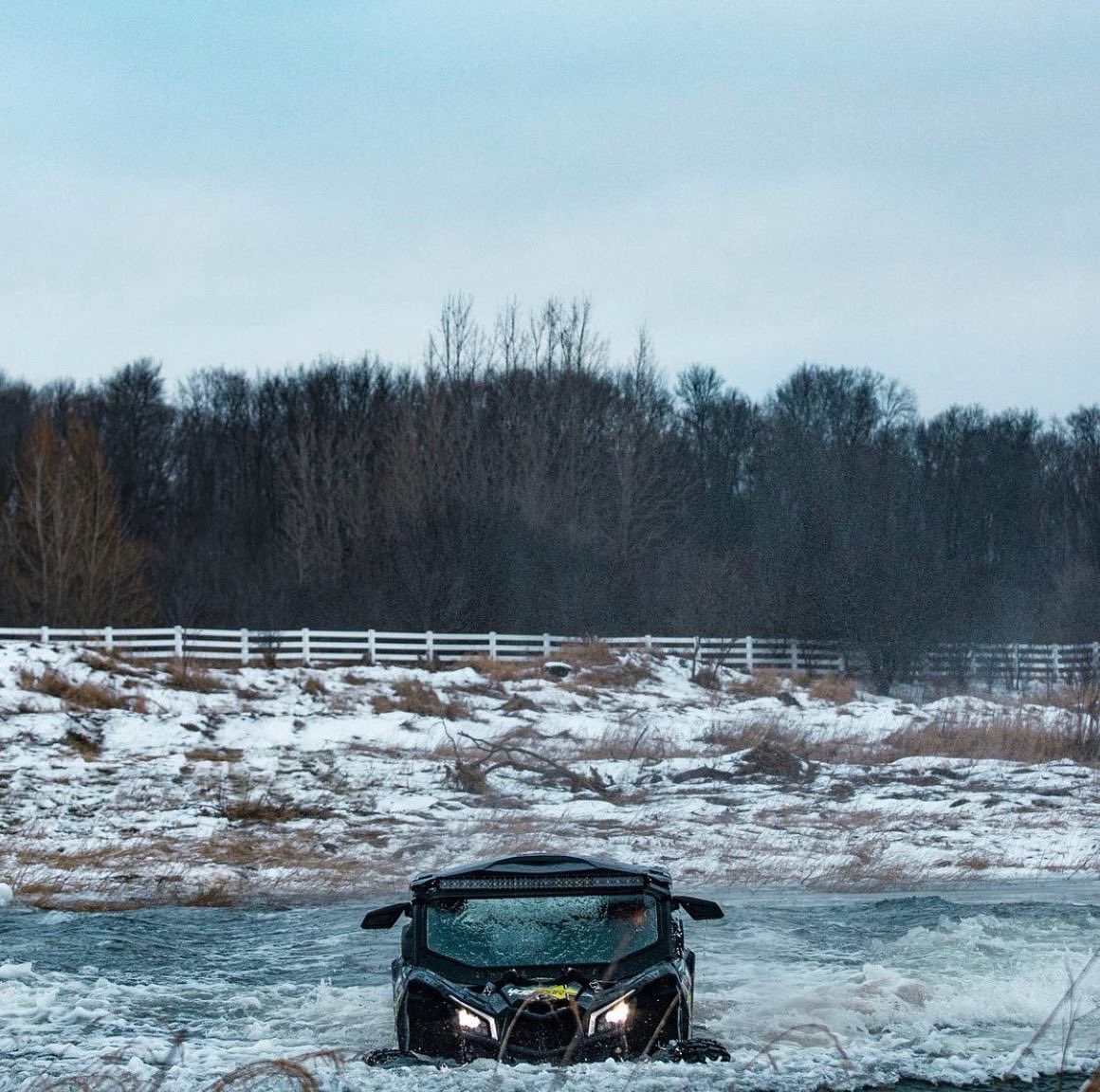 superatvtweet's tweet photo. 🥶 @MarkFreeman408 putting those AT #WarriorTires to the #skim test in icy water! 😆 Thank goodness for that #SATV Glass Windshield! 📸: @justinbueckert25 
#superatv #satvnation #teamsuperatv #markfreeman #satvsuspension #canam #maverickx3 #canammaverickx3 #utv #sxs #waterskim https://t.co/N7Z16nD0DQ