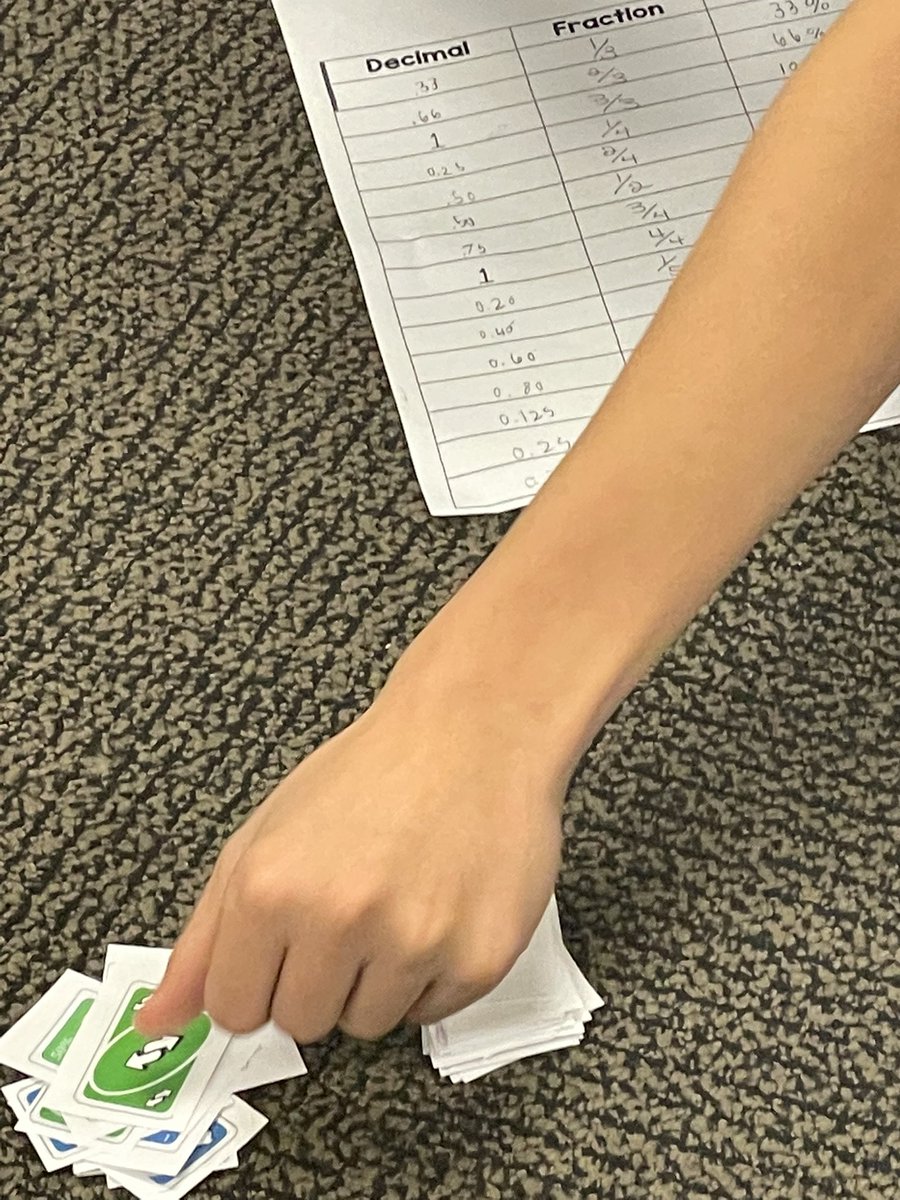 My #superstallions getting Fraction-Decimal-Percent Conversion enrichment with a fun #uno card game.