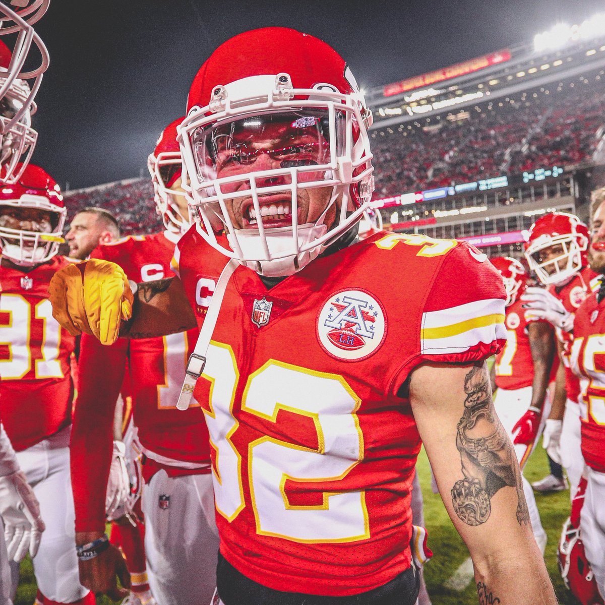 Chiefs's tweet photo. Leader of the defense. #WPMOYChallenge winner. Honey badger. Lucky to have @Mathieu_Era on our team 🍯🦡 https://t.co/opCOG0lgDO
