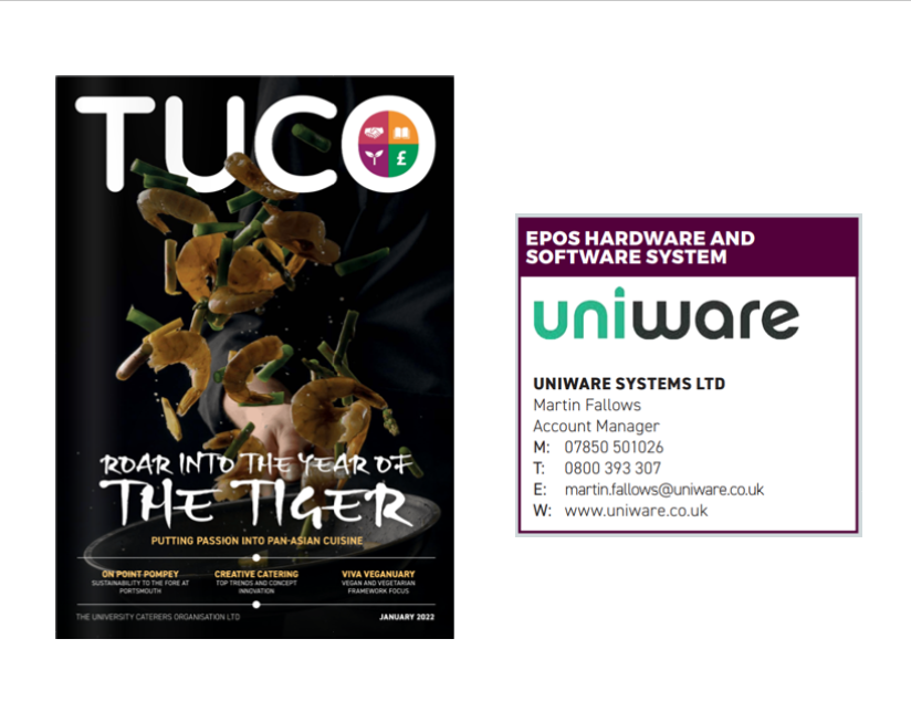 Uniwaresystems's tweet photo. Our pleasure to be included in @TUCOltd's framework suppliers from this month, featured in the organisation's monthly magazines. You can read this month's edition at https://t.co/5eWN3DcpAu

#catering #CashlessCatering #EPoS https://t.co/CypVmGdTrC