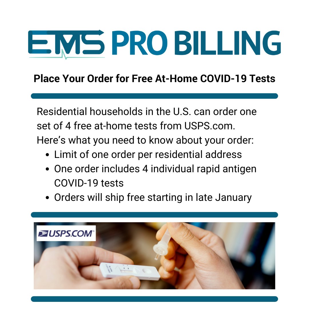 EMSProbilling's tweet photo. Place Your Order for Free At-Home COVID-19 Tests from USPS:
https://t.co/tVhZjZX9UF
#USPS #athomecovidtests #freecovidtests #community #health #safety #householdtests #soldout #orderyourfreetests #covid19rapidantigentests #rapidantigentests #EMSProBilling https://t.co/yrGdSmxpK2