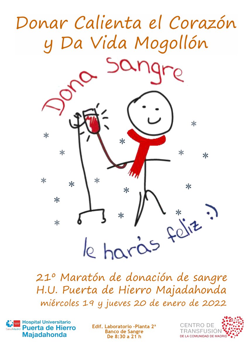 rociochiva's tweet photo. En el #HospitalPuertadeHierro llevamos desde las 8:30h en marcha con nuestro 21º Maratón de Donación de Sangre, el primero que celebramos desde el inicio de la pandemia. Acércate a nuestro #BancodeSangre y únete. ¡Y recuerda que cada #donacion puede salvar hasta tres vidas! https://t.co/EX9irNt4lJ
