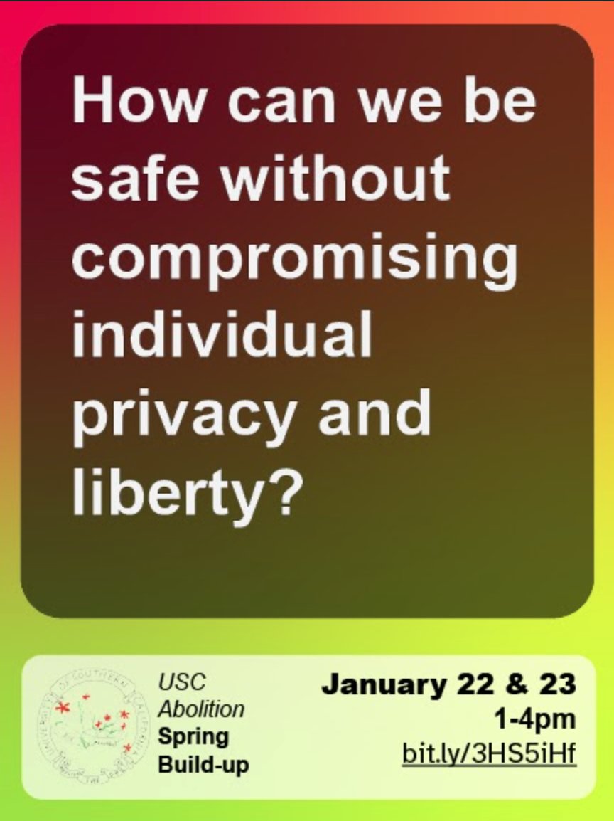 USCAbolition's tweet photo. WANT TO BUILD UP ABOLITION AT USC? Join us for our Spring Build-Up! January 22nd and 23rd https://t.co/UPONrevu01 https://t.co/kP1bTCWaxf