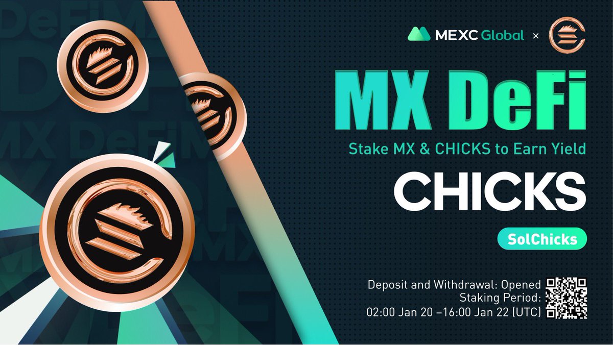 MEXC's tweet photo. 🔨Launching the new MX DeFi with @SolChicksNFT - Stake $MX and $CHICKS to earn liquidity yield on $CHICKS
⏰02:00 Jan 20 - 16:00 Jan 22 (UTC)
Details: https://t.co/X47JIGstyo
#SolChicksNFT #MEXCGlobal #MXDeFi #NFTs #solana https://t.co/k7ISMxd7v0