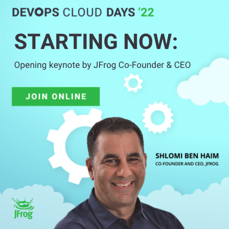 jfrog's tweet photo. Join us for Day 2 of #DevOpsCloudDays today, Wednesday, January 19 to learn more from our partners at #GCP.
Don’t miss the opening keynote by our Co-Founder and CEO – Shlomi Ben Haim – starting now.
https://t.co/pFR8PgCN6L https://t.co/xw7VJkdDlN