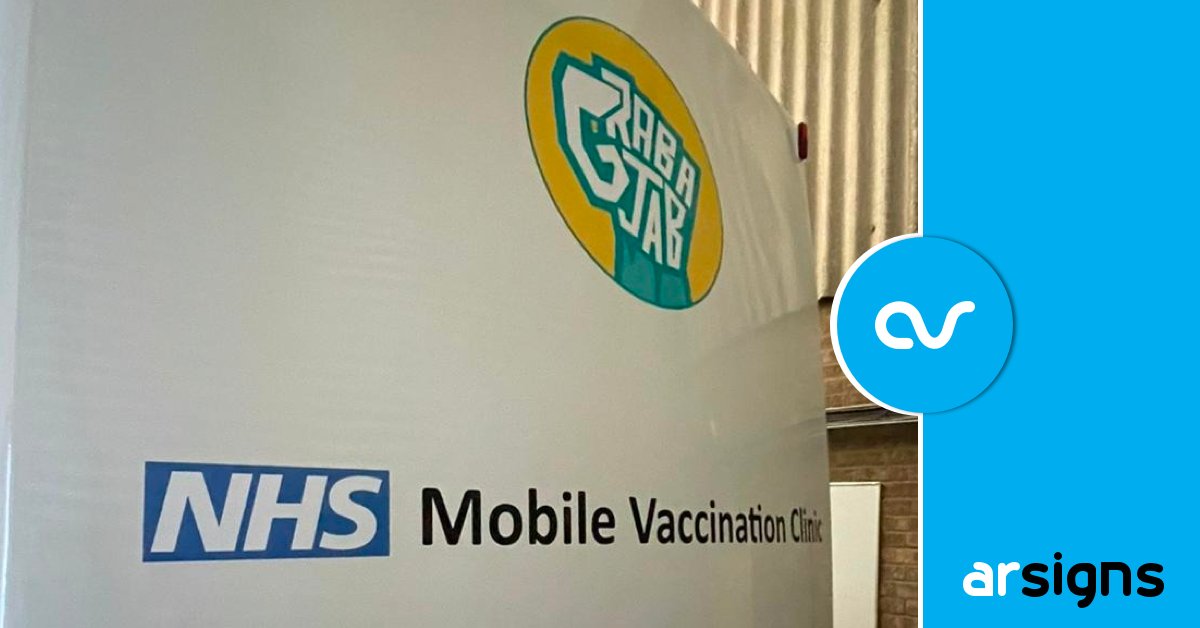 ArSigns's tweet image. If you've been out and about in the Northampton area recently you may have seen our work for Versatile Healthcare on the @NHSuk's  Grab-a-Jab Mobile Vaccination Centre.

#trailerwraps #trailergraphics #vehiclegraphics #vehiclewraps