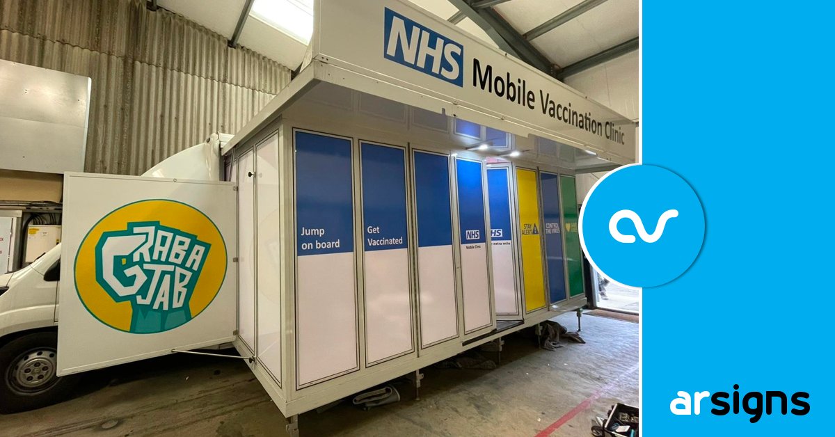 ArSigns's tweet image. If you've been out and about in the Northampton area recently you may have seen our work for Versatile Healthcare on the @NHSuk's  Grab-a-Jab Mobile Vaccination Centre.

#trailerwraps #trailergraphics #vehiclegraphics #vehiclewraps