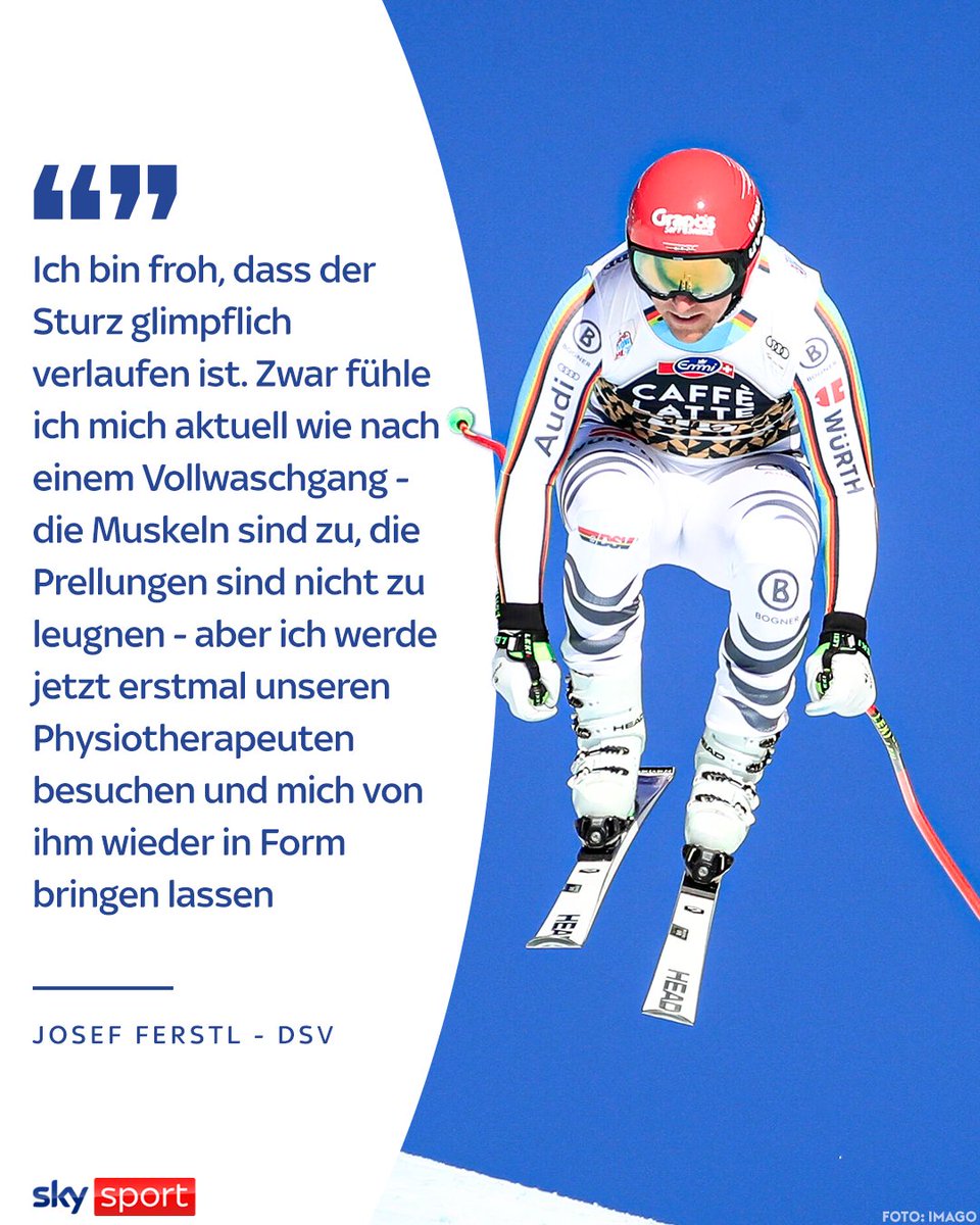 SkySportDE's tweet photo. Skirennfahrer Josef Ferstl hat sich in einer Mitteilung des Deutschen Skiverbandes zu seinem Sturz geäußert. Der 33-Jährige war am Mittwoch im Abfahrtstraining in Kitzbühel gestürzt und gab jetzt Entwarnung.
Gute Besserung auf jeden Fall.👍
#SkySport #SkiAlpin #Ferstl #Abfahrt https://t.co/MibANsaFKr