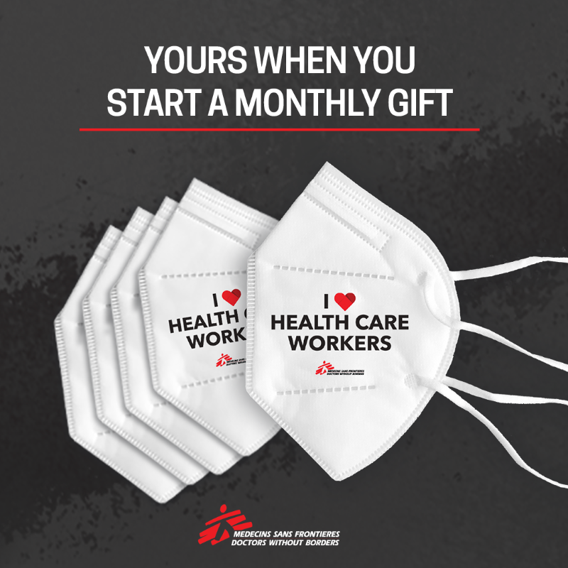 MSF_USA's tweet photo. BREAKING: The CDC has issued new guidance clarifying that well-fitting NIOSH-approved N95s offer the most protection against COVID-19. For a limited time, we’re sending all new monthly donors a 5-pack of complimentary N95 masks as a token of our appreciation! Make a gift today >>