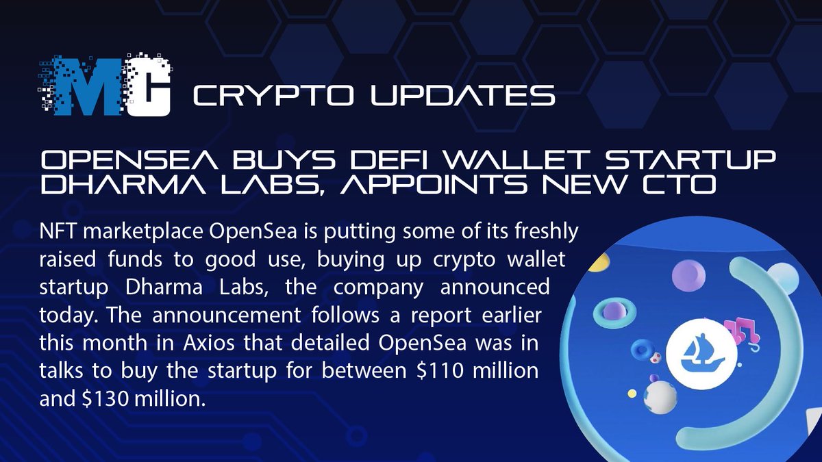 MultiChainteam's tweet image. NFT Marketplace OpenSea Acquires DeFi Wallet Firm Dharma Labs.

#cryptoupdates #NFTmarketplace #opensea #Defi