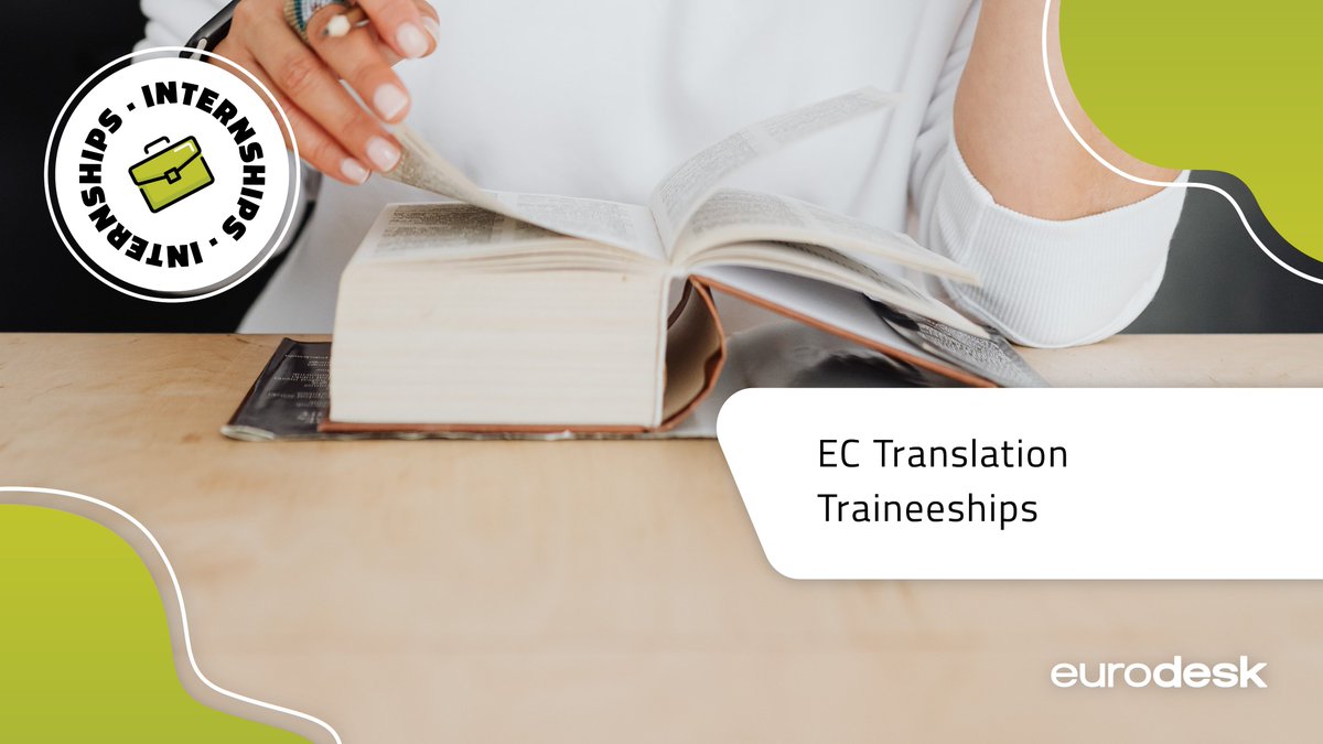 Eurodesk (@eurodesk) on Twitter photo 👀Looking for a traineeship❓
💥The <a href="/EU_Commission/">European Commission</a> organises in-service training periods for university graduates from the EU who wish to gain in-house professional translation experience🙌
⏰Deadline: 31 January 2022
👉Check it out in 🔗bit.ly/3ngPzJP 👀Looking for a traineeship❓
💥The <a href="/EU_Commission/">European Commission</a> organises in-service training periods for university graduates from the EU who wish to gain in-house professional translation experience🙌
⏰Deadline: 31 January 2022
👉Check it out in 🔗bit.ly/3ngPzJP