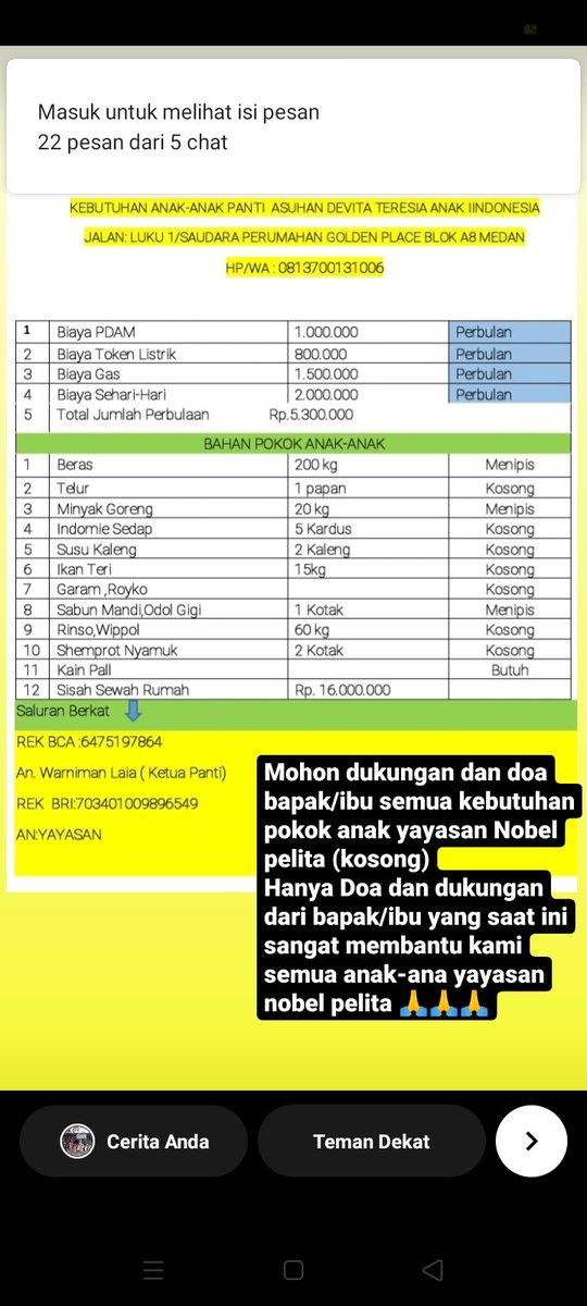 NobelAnak's tweet photo. Mohon Doa dan Donasi Bapak Ibu Donatur🙏👏🤗
Untuk kebutuhan kami Anak Yatim Piatu,Broken Home dan Fakir Miskin yang tinggal di bawah Naungan Panti yayasan Nobel pelita👏🙏🤗💕
Dengan Cara Menekan Link di bawah Ini
    👇👇

https://t.co/SVttSY38r3 https://t.co/WHB6u4r103