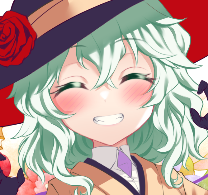 komeiji koishi 1girl hat solo smile flower closed eyes rose  illustration images