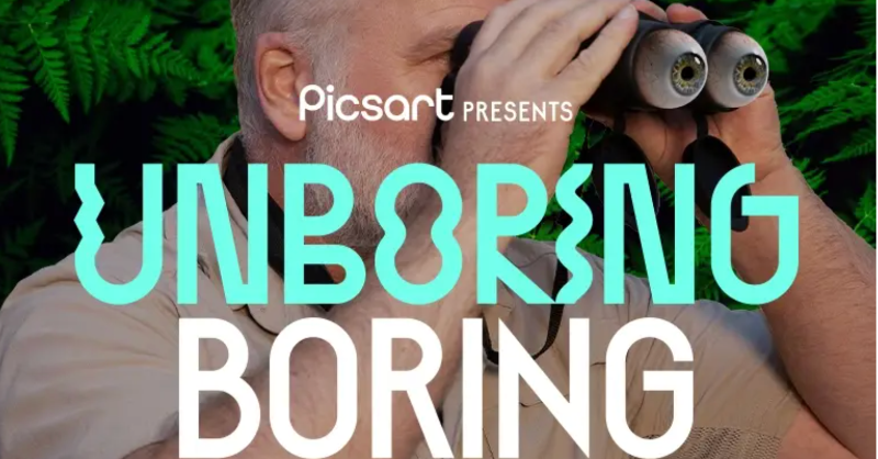 Picsart's tweet photo. Everyone has a story. Some may find it boring, others fascinating. That's why we're trying to make things a little...unboring.