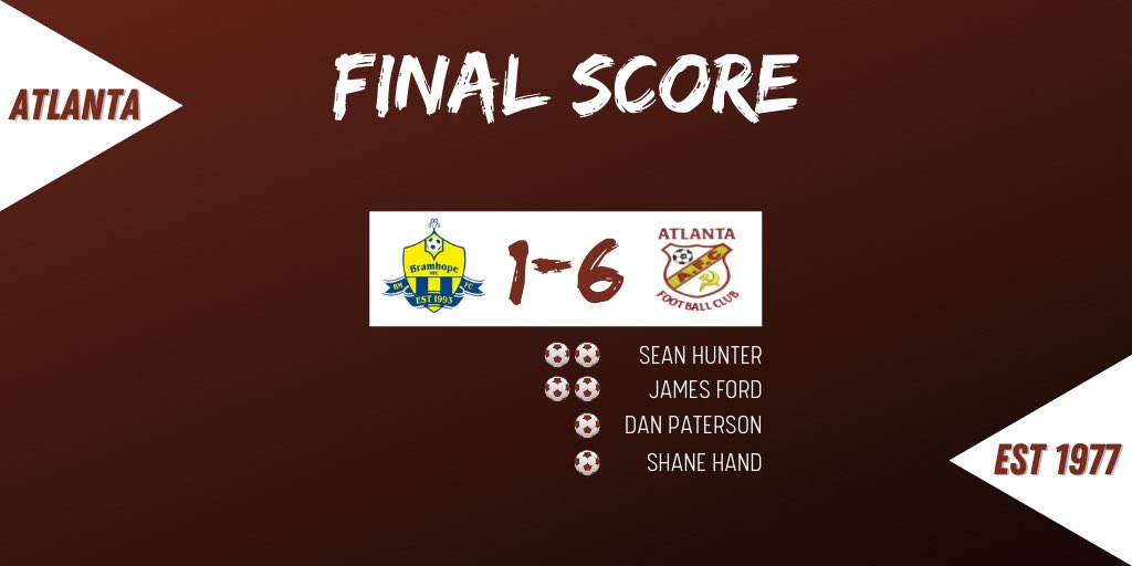 𝐅𝐮𝐥𝐥 𝐓𝐢𝐦𝐞 | Atlanta advance into the Wharfedale &amp; District FA Sunday Cup Final with convincing 6-1 Semi Final win.

🎥 Goal-Cam to follow on Facebook

Up Next: 

🆚 Bramham
🏆 Quarter Final - League Cup
🗓 Sunday 23rd January
🏟 Freely Lane (LS23 6RR)
⏰ 10:30 KO