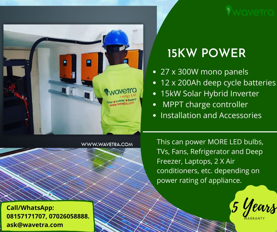 🤯 You won’t believe this! 15kW Solar power system plan plus installation in Nigeria selling at ₦5577,000.00 🤯
by Wavetra Energy ⏩ shortlink.store/nxadCR6ZE
🚀 Selling out fast so be quick! 🚀