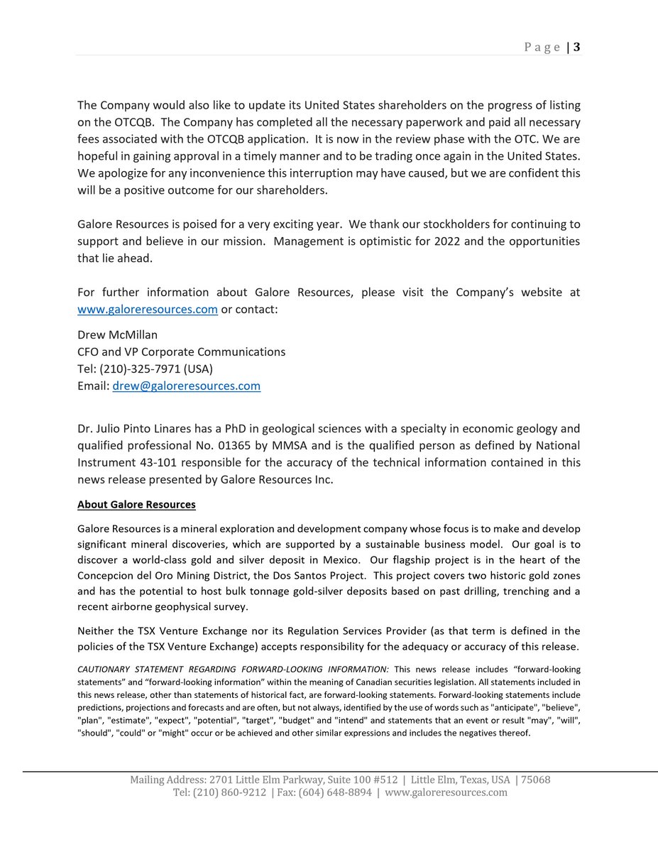 Galore Resources Inc tweet media