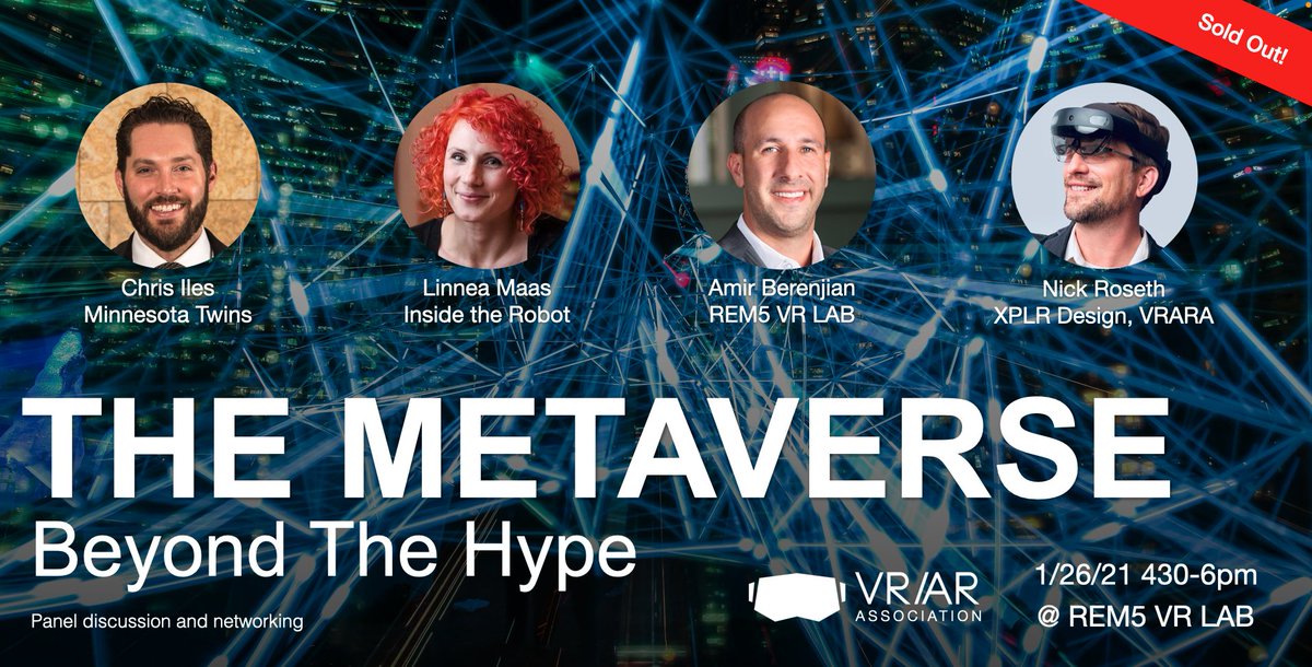 The Metaverse event next Wed. has SOLD OUT!  We just released a small group of tickets, grab one quick. Excited to see you Wednesday! eventbrite.com/e/metaverse-be…
#metaverse #XR #AR #VR