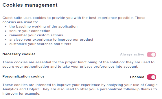 GMartigny's tweet photo. One of the pro of working at @Guest_Suite is that we can implement cookies management like this, and no-one will tell us that there's not enough #darkPattern https://t.co/exICKxO34R