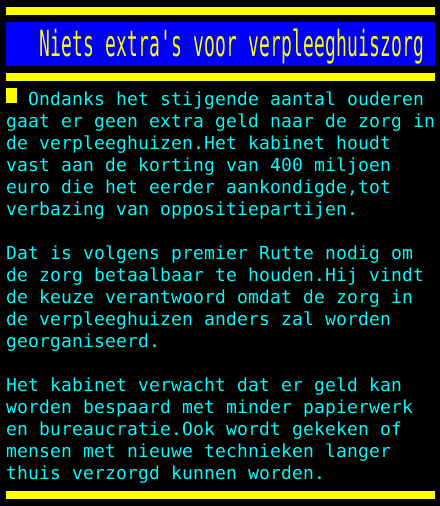 Niets extra's voor verpleeghuiszorg