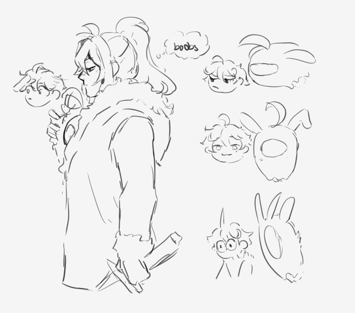 albedo cameo and seelchi (chilie???) extra doodles 