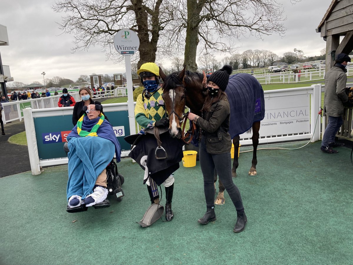 Dreams do sometimes come true. Stevie Fisher in the paddock and in the winner’s enclosure with Mark Of Gold. The gods were kind at Plumpton.